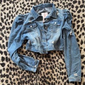 Sz 12 Jean Jacket with puff shoulders